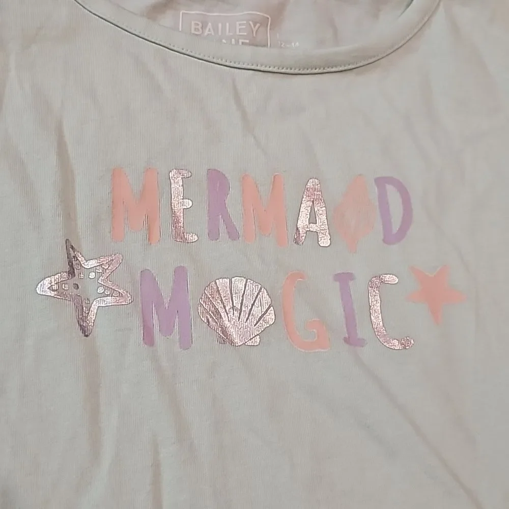 Mermaid cotton shirt size L 12-14 NWT sea green color